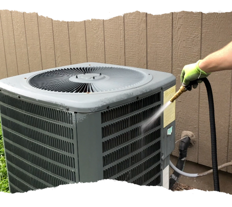 Cleaning an outdoor HVAC unit