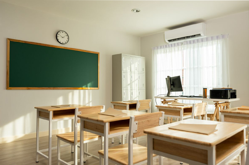 Classroom with ductless indoor unit